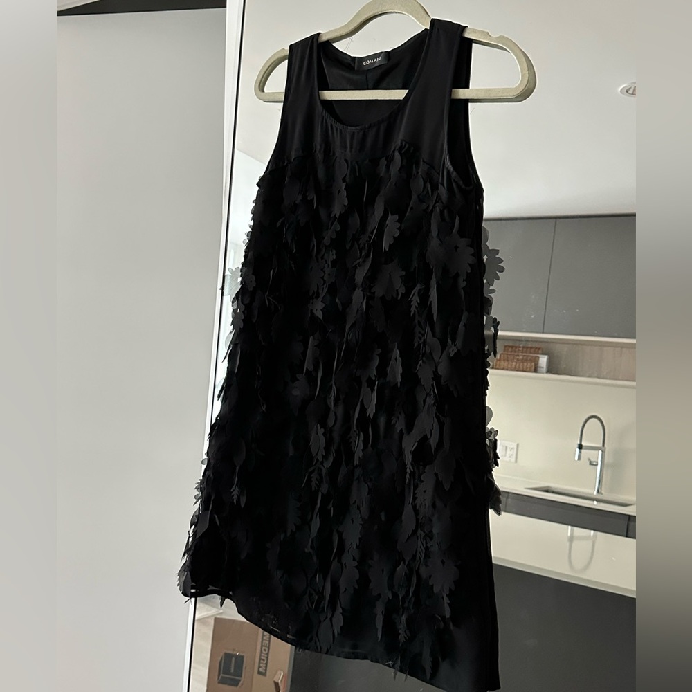 Black Sleeveless Textured A-line Dress